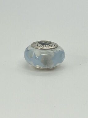 Pandora 925 ALE Murano Periwinkle Stars Charm  Light Blue & White Glass | 790904
